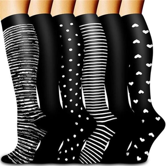 6 Pack Women's Assorted Copper Compression Socks